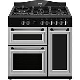 Creda C90RCDFTS 90Cm Traditional Range Cooker 3 Cavity Dual Fuel Silver