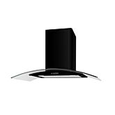 Culina UBSCG90BK 90Cm Black Curved Glass Cooker Hood