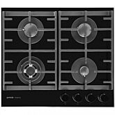 Gorenje GKTG6SY2B 60Cm Gas On Tempered Glass Hob, FFD, Knob Control, Cast Iron Supports, Timer Funct
