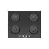 Hoover HGV64SMB 60Cm Four Burner Gas Hob In Black With Enamelled Pan Stands