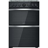 Indesit ID67G0MCB 60Cm Double Oven Gas Cooker - Black