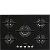 Smeg PV175N2 72Cm Linea Black Glass Base 5 Burner Gas Hob