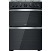 Indesit ID67G0MCB 60Cm Double Oven Gas Cooker - Black
