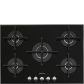 Smeg PV175N2 72Cm Linea Black Glass Base 5 Burner Gas Hob