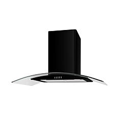 Culina UBSCG90BK 90Cm Black Curved Glass Cooker Hood