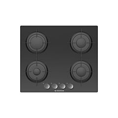 Hoover HGV64SMB 60Cm Four Burner Gas Hob In Black With Enamelled Pan Stands
