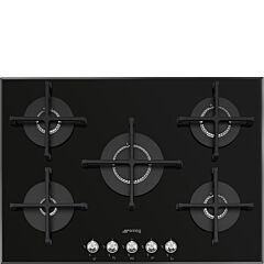 Smeg PV175N2 72Cm Linea Black Glass Base 5 Burner Gas Hob