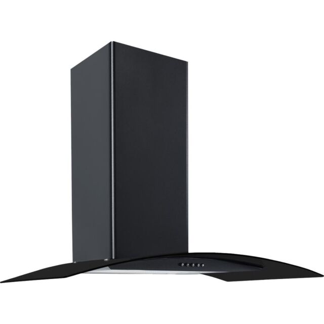 Culina CG90BKPF 90Cm Curved Glass Chimney Hood In Black