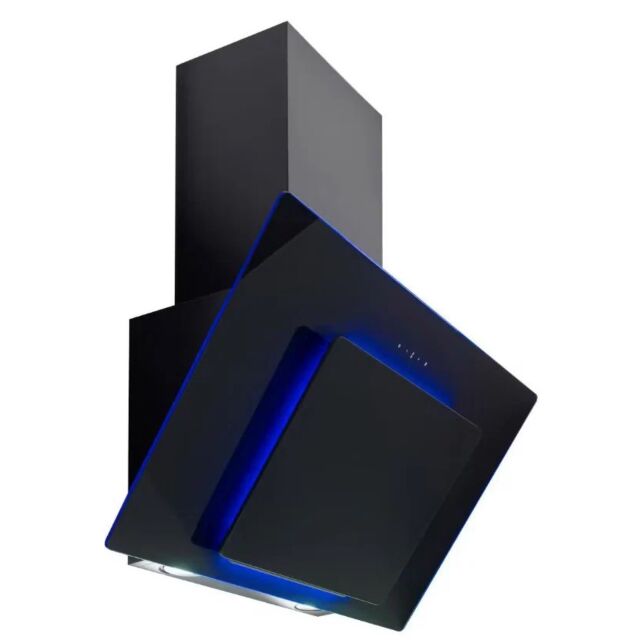 Culina UBHHH90BK 90Cm Angled Chimney Hood In Black Glass Touch Controls