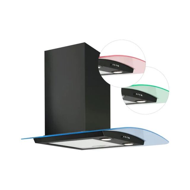 Culina UBLED70BK 70Cm Chimney Style Cooker Hood With LED Lighting - Black