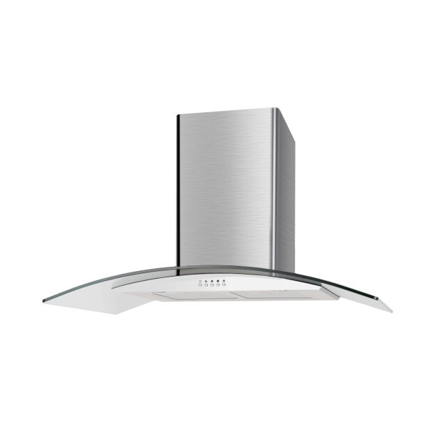Culina UBSCG90SS 90Cm Chimney Curved Glass Cooker Hood Stainless Steel