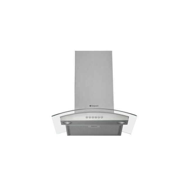 Hotpoint HDA6.5SAB 60Cm Curved Glass Chimney Hood Stainless Steel