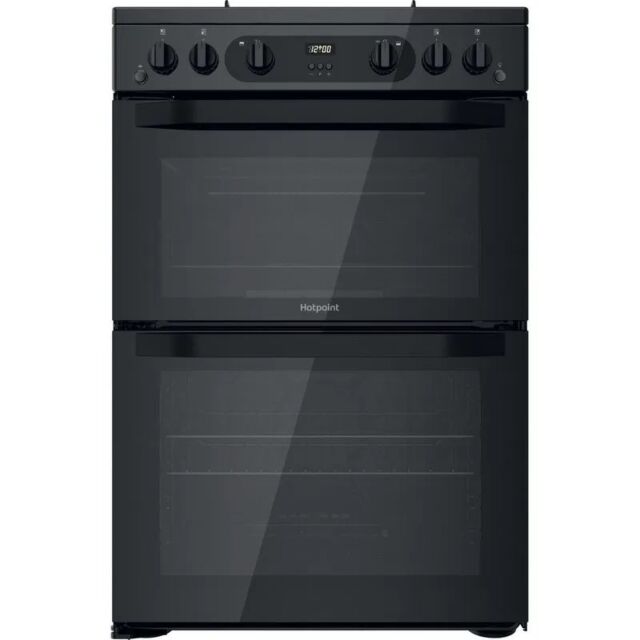 Hotpoint HDM67G0CMB 60Cm Freestanding Double Oven Gas Cooker
