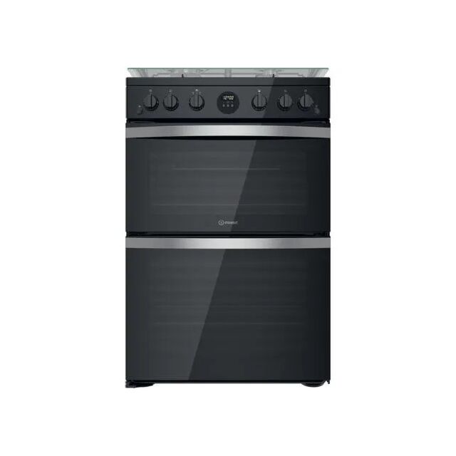 Indesit ID67G0MCB 60Cm Double Oven Gas Cooker - Black