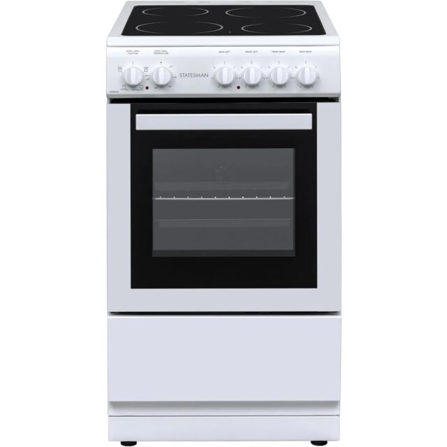 Statesman C050ESCW 50Cm Single Cavity Ceramic Hob Freestanding Electric Cooker