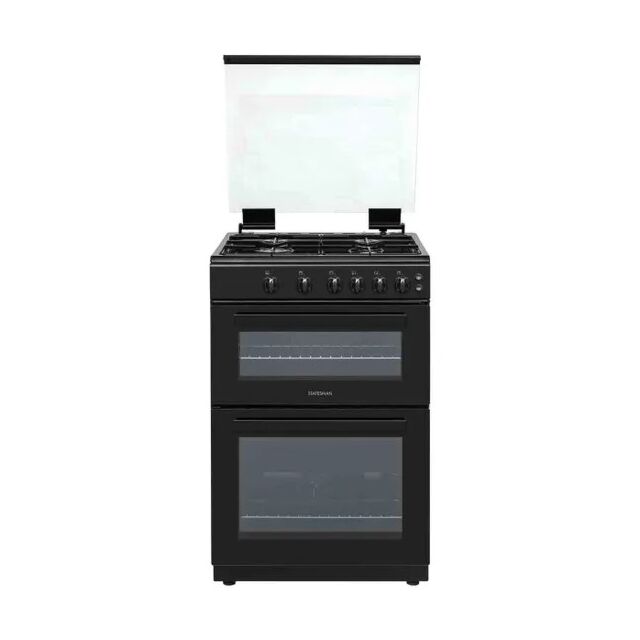 Statesman GDL60B 60Cm Double Oven Gas Cooker With Lid - Black