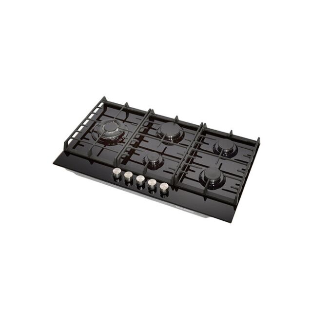 Teknix SCGH91B 90Cm Black Glass Gas Hob