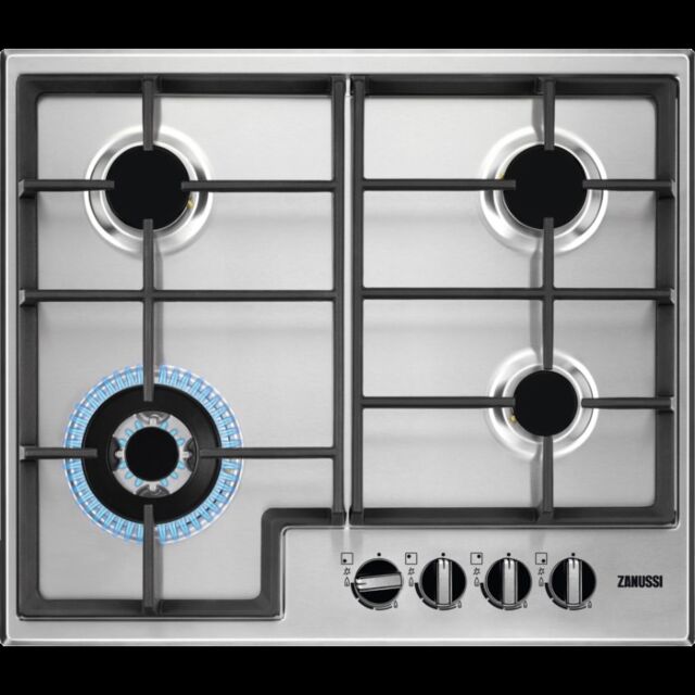 Zanussi ZGNN645X 60Cm Gas Hob With Wok Burner + Cast Iron Pan Supports
